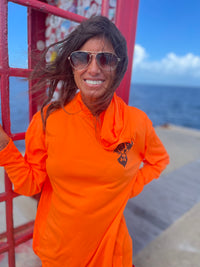 Safety Orange Hoodie Rash Guard